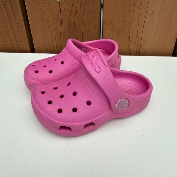 Crocs Kids Classic Clog Pink Slip-On Sandals Size C8 - Picture 1 of 9